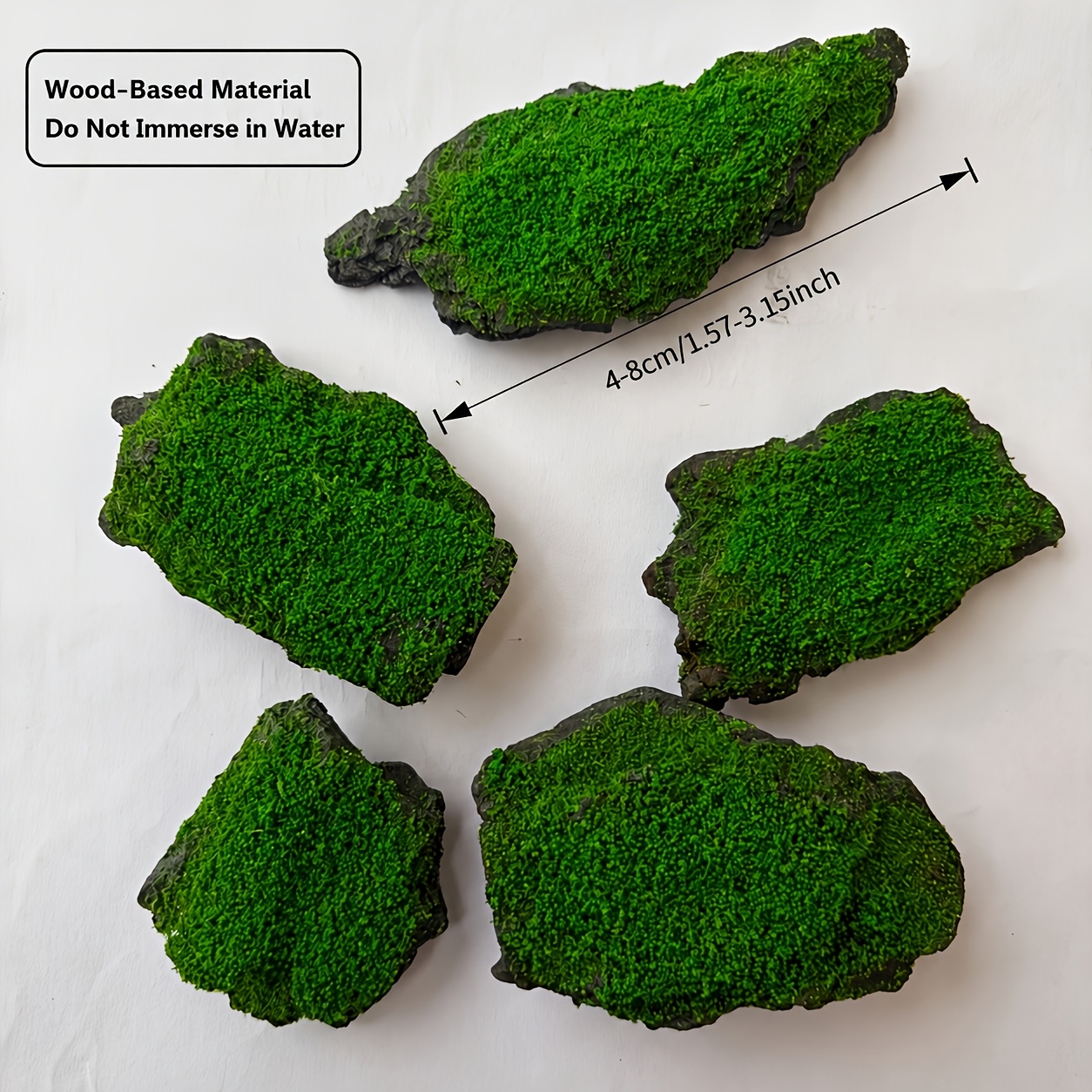 Image of 5pcs Simulated Moss Stones In Shapes, Perfect For Miniature Landscapes, Measuring 4-8 Cm/1.57-3.15 Inches In Length. Ideal For Home Potted Planters And Outdoor Miniature Scene Decorations