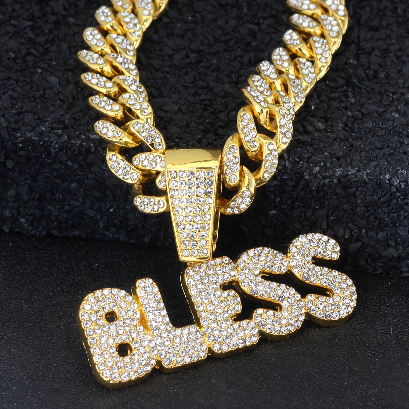 TEMU A Shiny Pendant With An Ice Cuban Chain, Necklace For Men And Women, A Hip-hop Pendant Necklace, Jewelry Gift