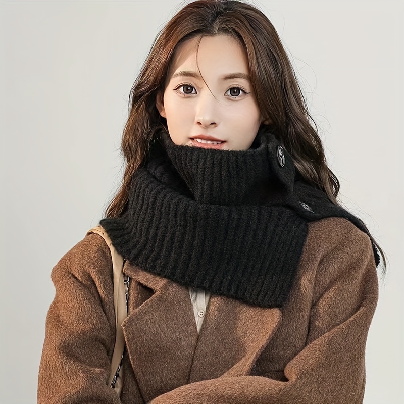 

Solid Color Knit Neck Gaiter, Simple Warm Tube Scarf For Autumn Winter