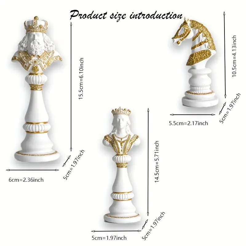 Estatua de ajedrez, rey y reina, caballero, piezas de ajedrez, juego de ajedrez, escultura de caballero, figura coleccionable para decoración de mesa de hogar, casa, oficina, color negro, tamaño King Estatua de ajedrez, rey y reina, caballero, piezas de ajedrez, juego de ajedrez, escultura de caballero, figura coleccionable para decoración de mesa de hogar, casa, oficina, color negro, tamaño King