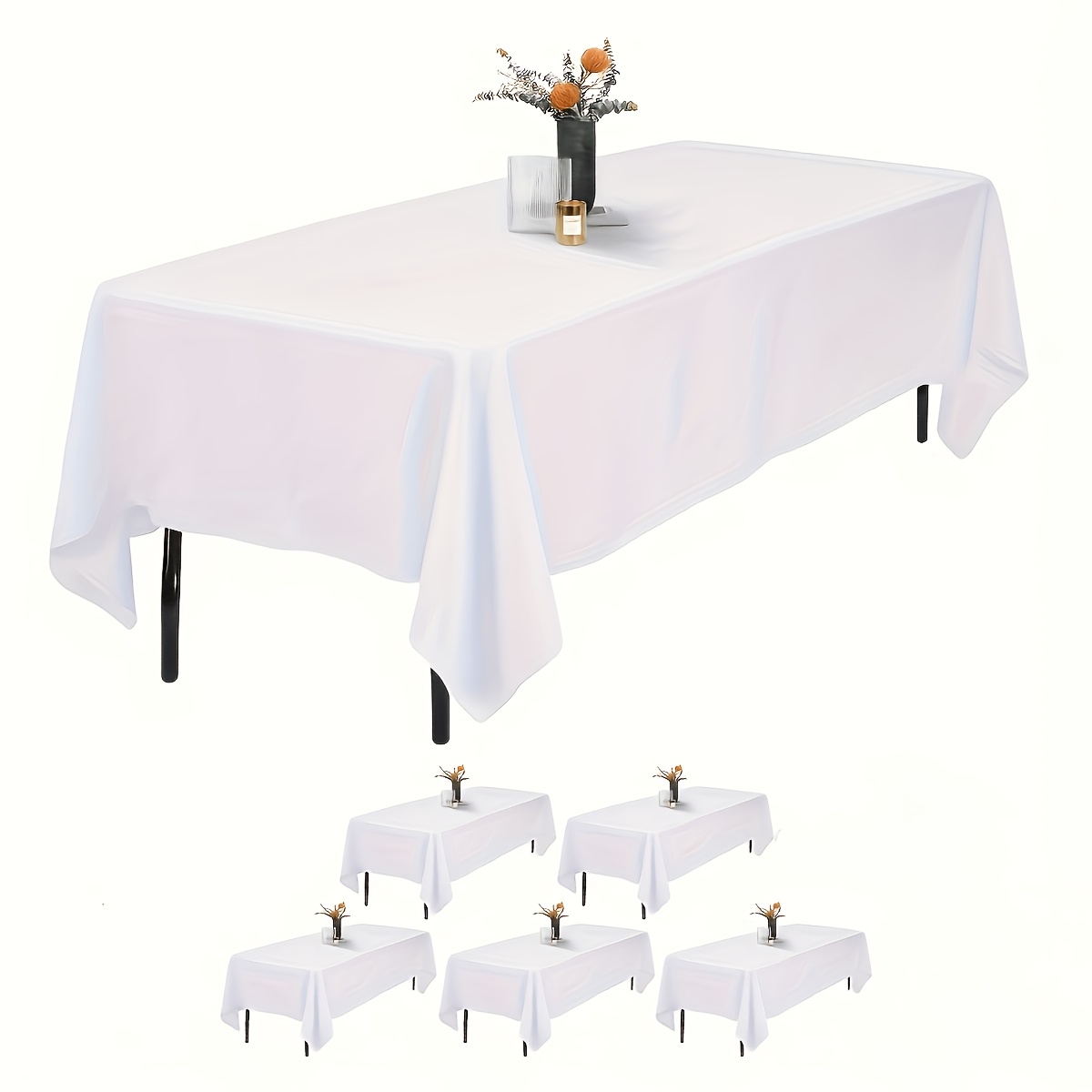 TEMU 5pcs Disposable White Tablecloth,wedding Decorations,summer Decoration,garden Decor For Outside,outdoor Decor, Rectangular, Non-slip - Perfect