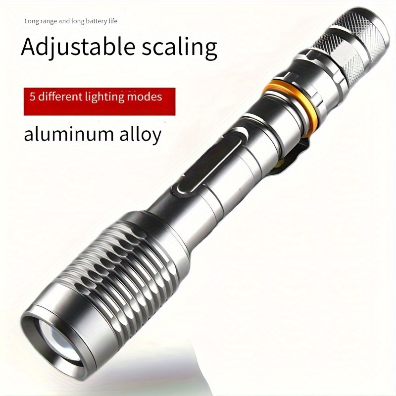 

A Silver Flashlight. Your Way Home And Make You No . High Led Flashlight With And , With 5-mode Flashlight, Suitable For Outdoor, Home, And Camping Emergencies.