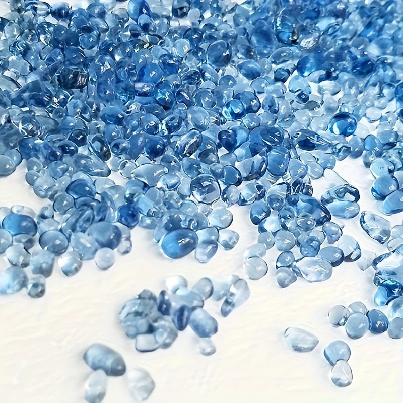 

250g Multicolor Blue Glass Pebbles, Aquarium Decorative Sand, Fish Tank Blue Glass Gravel, Underwater Plant Aquascaping Beads
