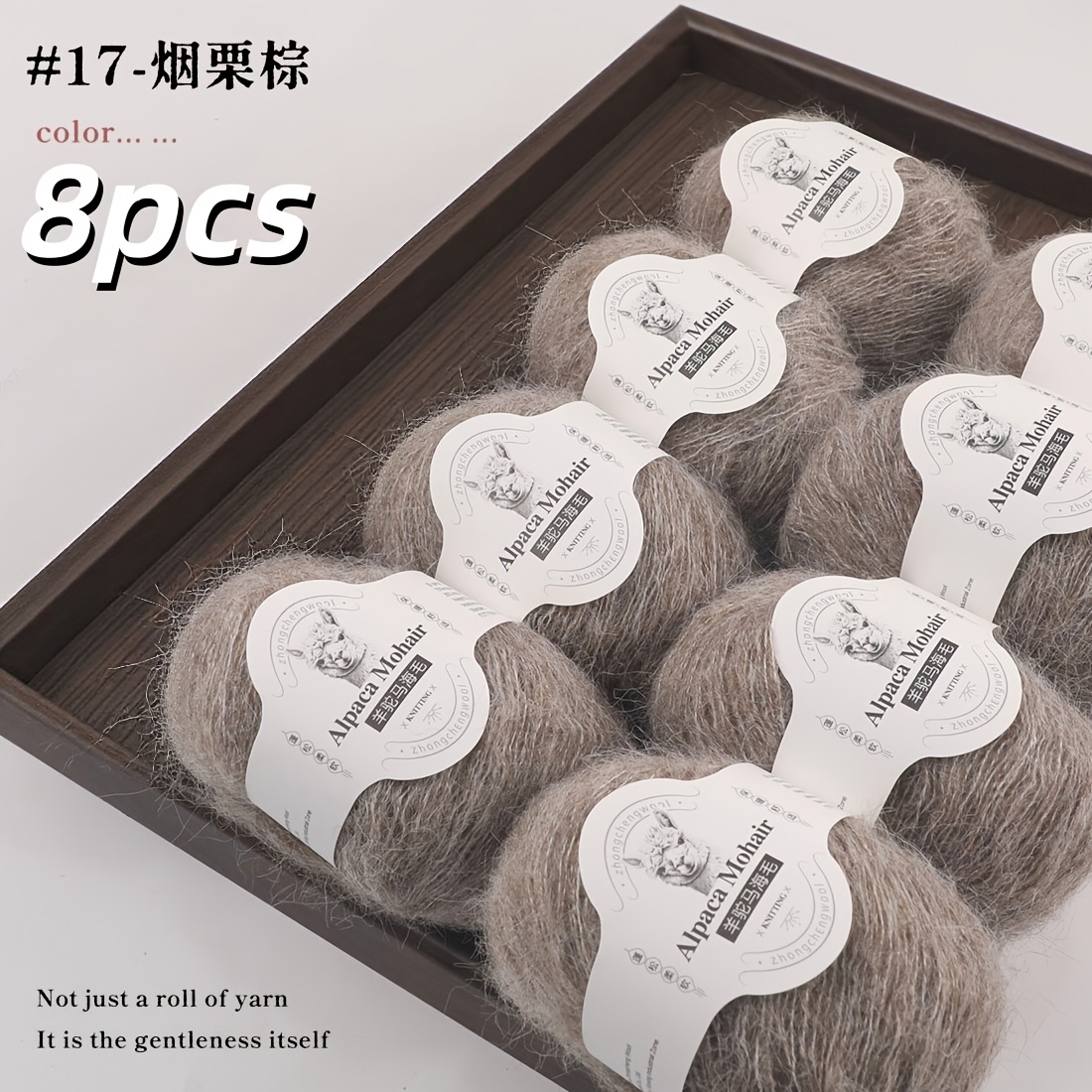 TEMU Luxury 8pcs Set Of 200g Mohair Blend Yarn, Soft And Fluffy, Non-prickly, Soft And Delicate, Suitable For Handmade Weaving Of Vests, Cardigans,