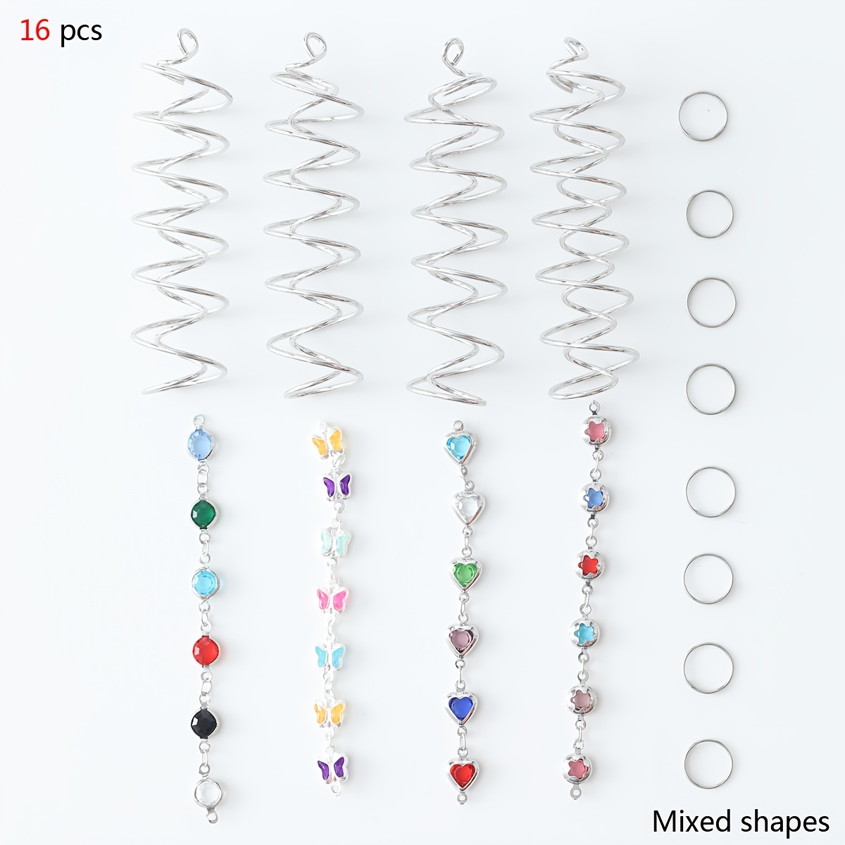 TEMU 16pcs Exquisite Sun Catcher Additions, Wind Spinner Wind Chime Making Supplies, Holiday Ornaments Or Gifts, 3d Double-layer Spiral Stainless