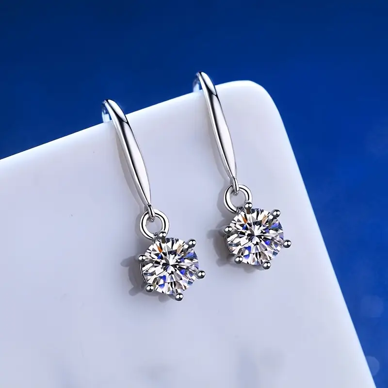1ct moissanite dangle earrings moissanite 925 sterling silver 6 prong earrings suitable for women valentines day gift christmas gift Product details 2