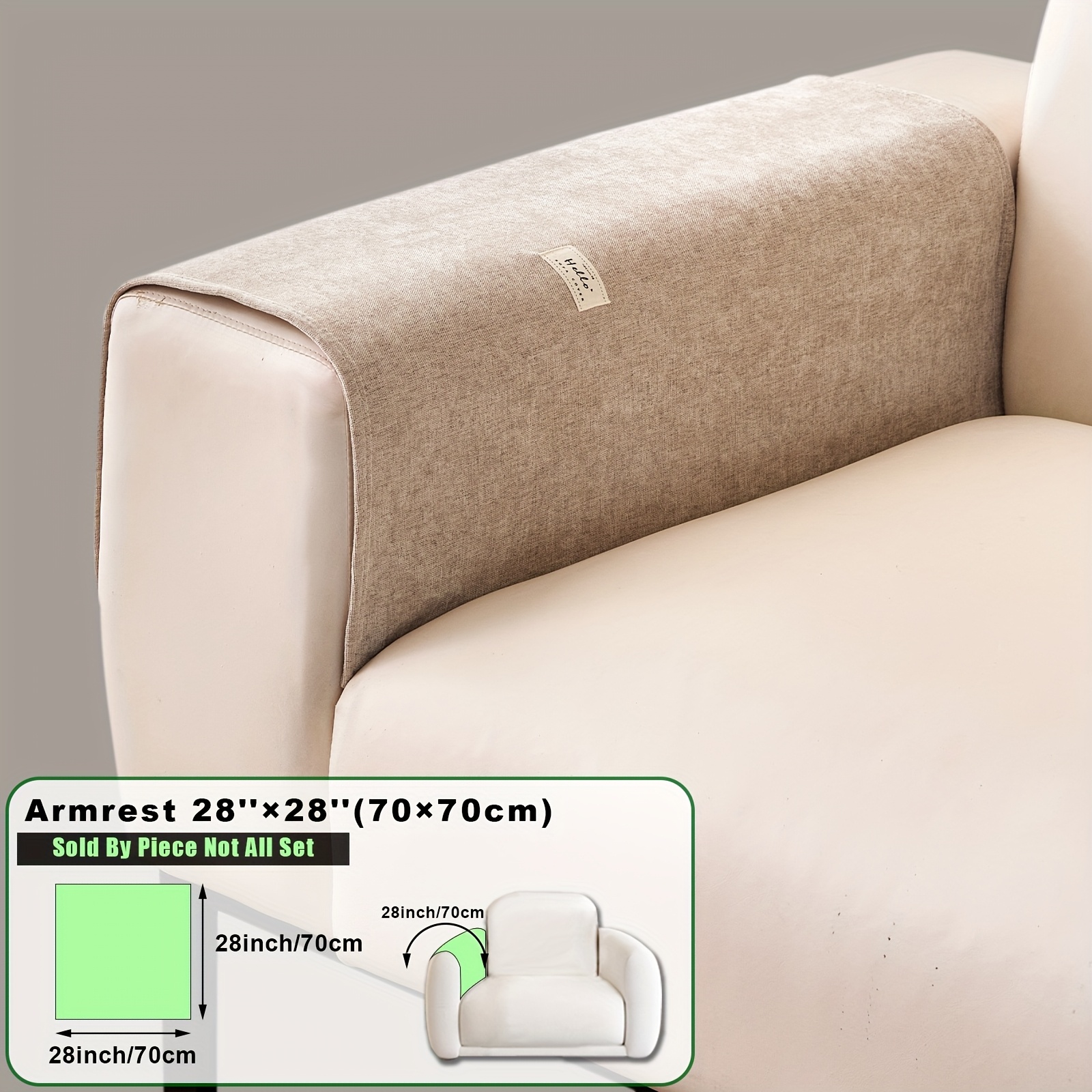 TEMU 1pc Hageen 2025 New Solid Color Appliqué Sofa Cushion, Western Popular Modern Minimalist Chenille Sofa Cover, Pet-friendly Non-slip Sofa