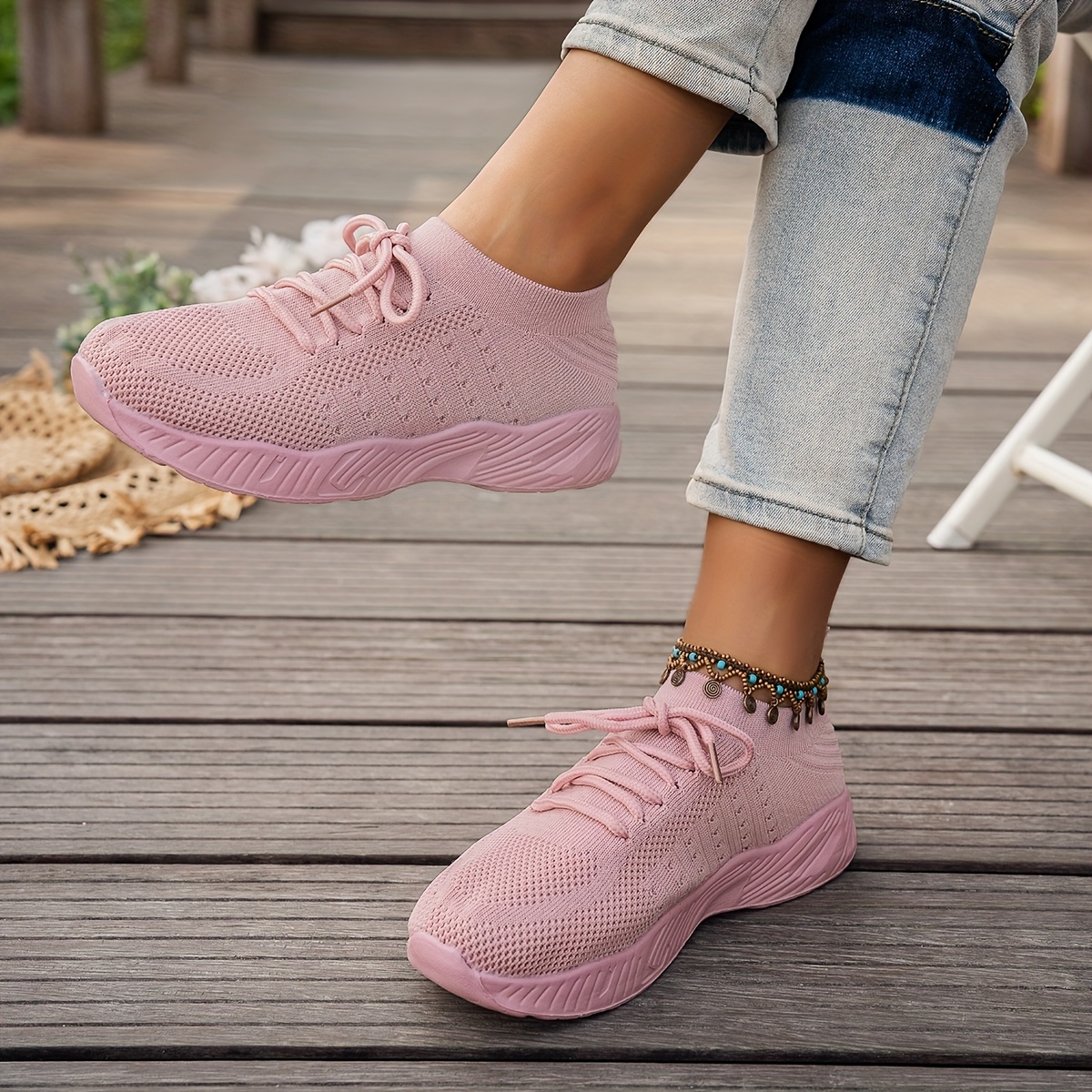 Chaussures de course légères en maille respirante pour femme - Chaussures de sport décontractées à lacets pour la marche, la gym, le fitness, le quotidien, gris, 36.5 EU
