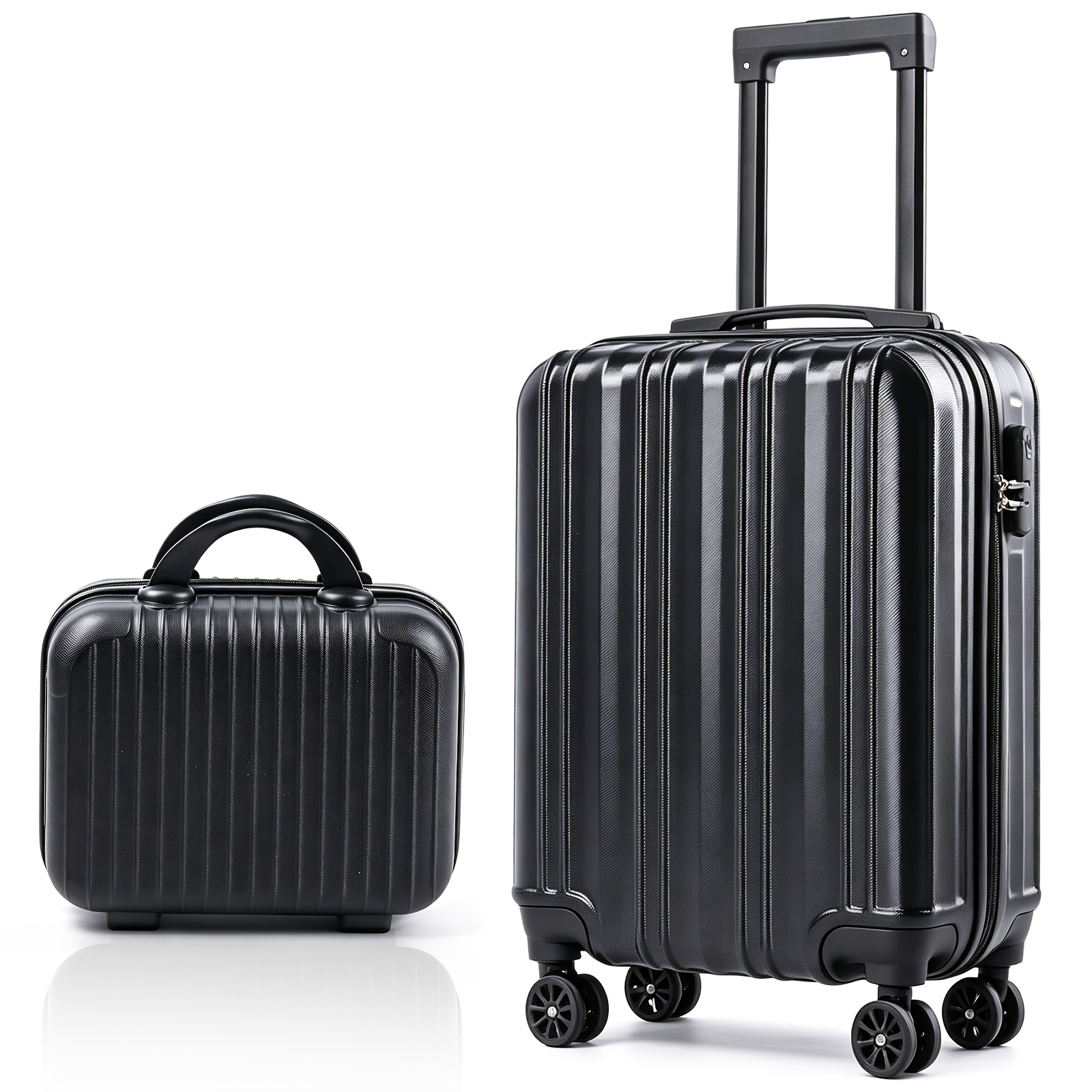 2pcs Hardshell Luggage Set, Abs, 20 Inch Carry-on And 14 Inch Bag, Spinner Wheels, Combination Lock