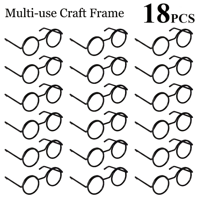 TEMU 18pcs Mini Metal Glasses, Black Metal Circular Wire Ring, Design, Multifunctional Retro Mini Glasses, Production Additions, Role-playing