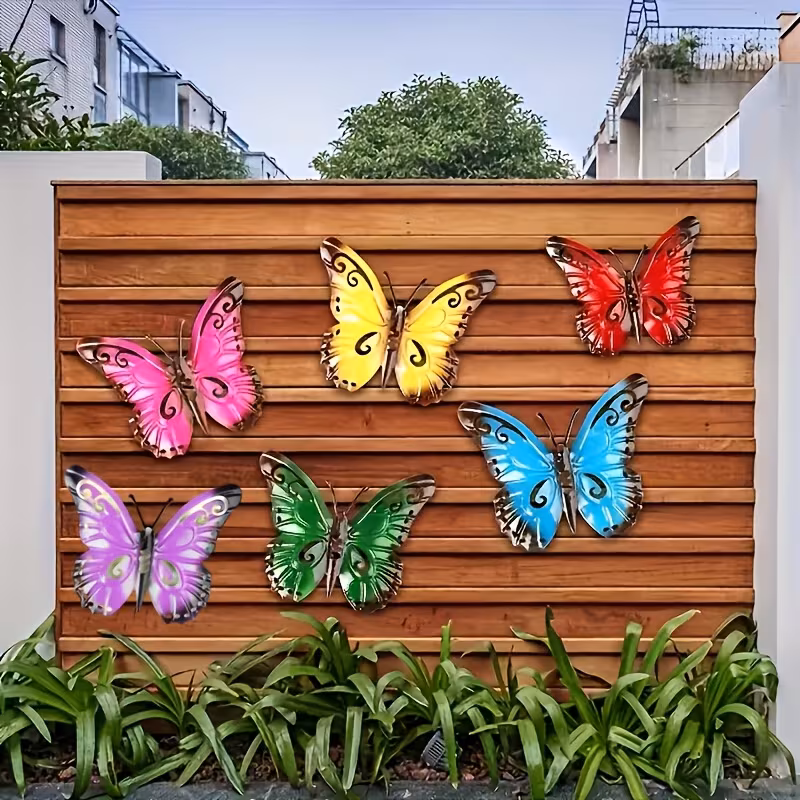 6 wall art colorful garden wall decor outdoor indoor metal craft ornament decoration details 0