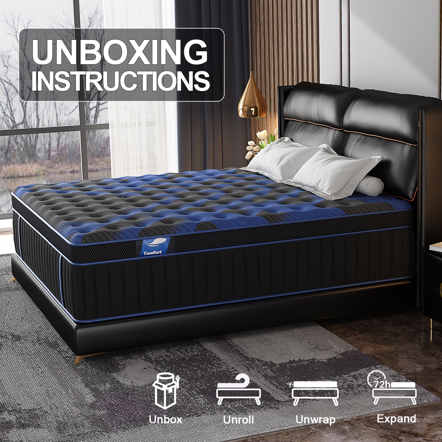 TEMU Matelas à ressorts individuellement emballés en mousse à mémoire de de 12/9 pouces