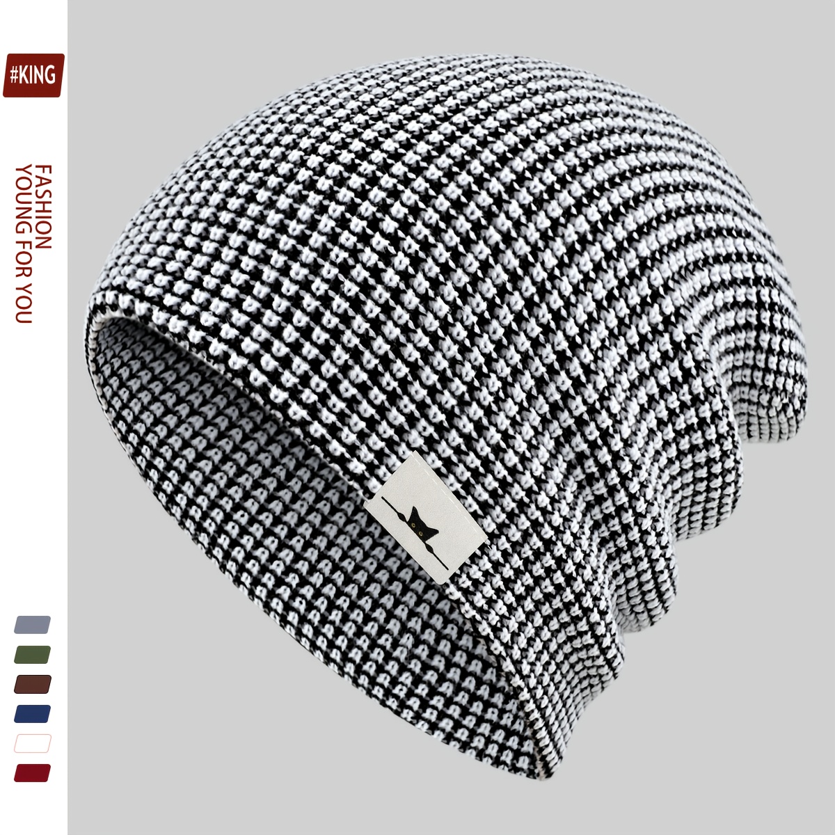 TEMU 1pc Christmas Black Gift Warm Hat, Unisex Autumn/winter Warm Brimless Beanie, Autumn/winter Cartoon Animal Hat, Winter Outdoor Brimless Hat For