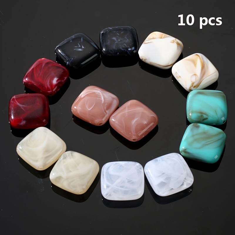 10-pcs 20mm Square Flower Beads For Jewelry Necklace Making Additions