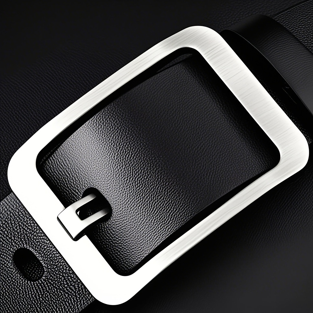 Men's Casual Leather Belt with Alloy Buckle Classic Medium Width