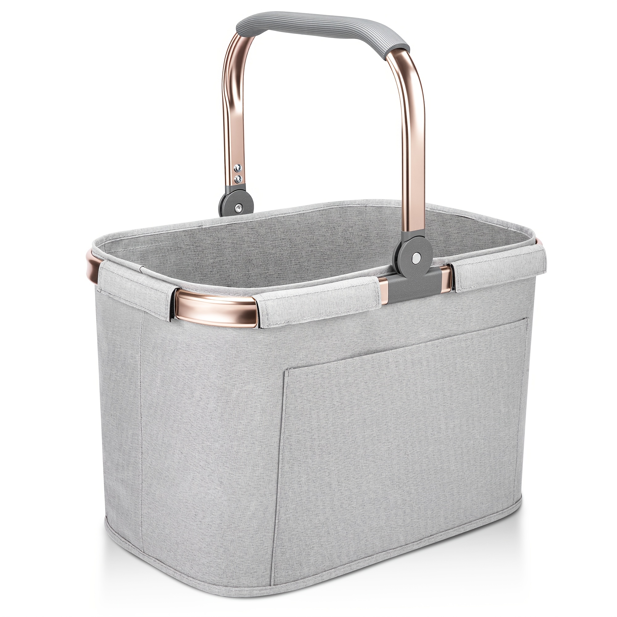 TEMU 30l Shopping Basket, Foldable Sturdy Large Carry Basket, Picnic Basket, Folding Basket, Shopping Bag With Aluminium Handle, Large Shopping