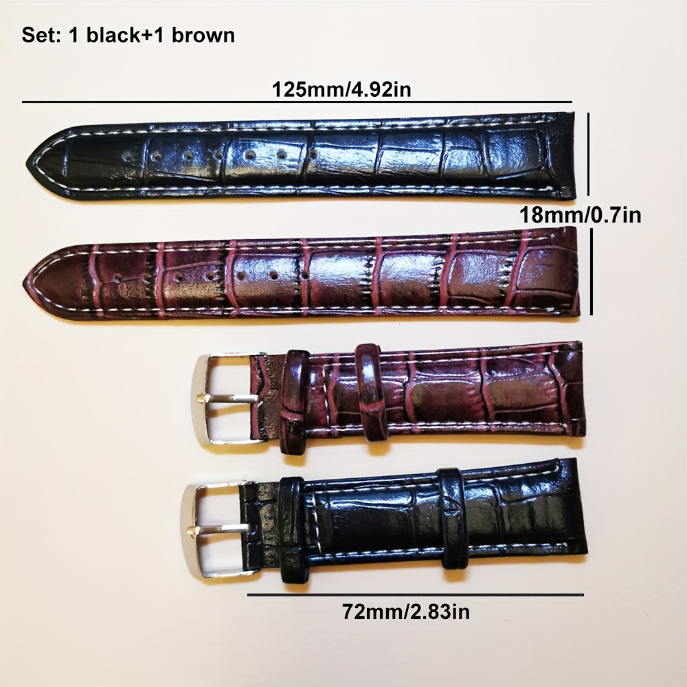 2pcs Pu Leather Watch Strap Suitable For - Expandable Compatible, Bamboo Pattern Wristband (: 16mm//20mm/22mm) - Compatible For Watches