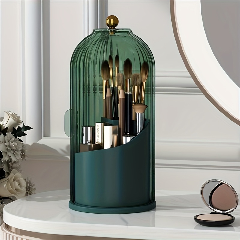 360 degree rotating makeup brush holder with lid waterproof and dustproof cosmetic organizer box suitable for vanity table   beauty enthusiasts Product details 0