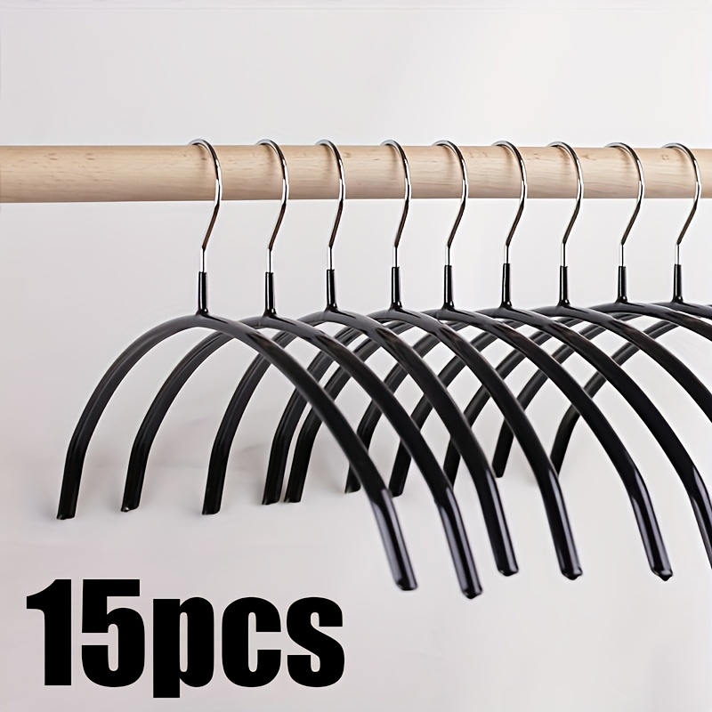 TEMU 15pcs Pvc-coated Metal Hangers, Have No Shoulder Protrusions, Are Space-saving Hangers, Suitable For Coats, Jackets, Shirts, Suit Hangers. Black