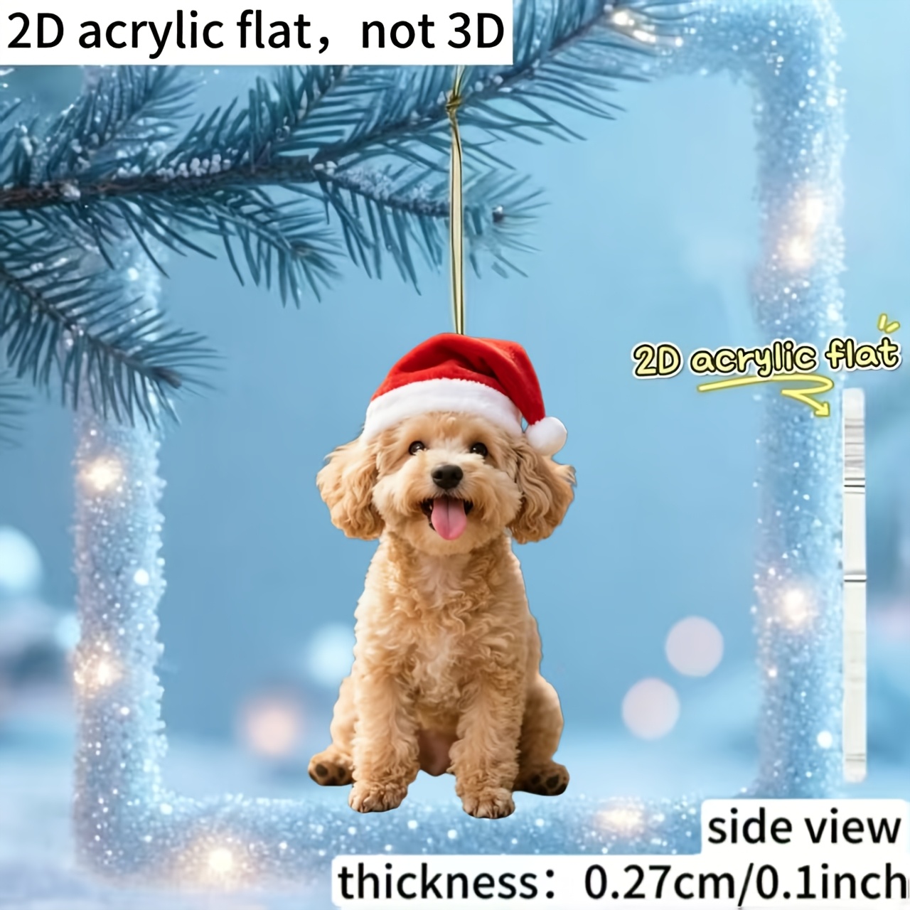 TEMU 2d Flat, 1pc 2d Acrylic Christmas Halloween Puppy Christmas Tree Ornament, Christmas Decoration Pendant, Acrylic Hanging Decoration, Beautiful
