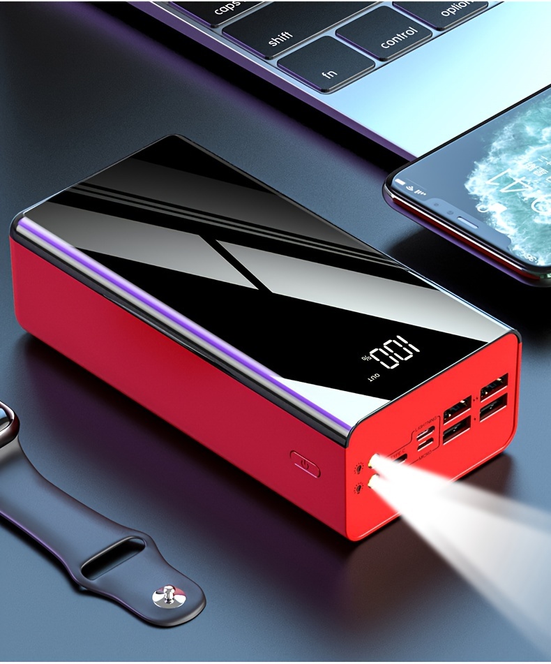 50000mAh Large Capacity Mobile Power Bank With Lighting/LED Power Display/multiple Type-C/Micro/USB Ports, Can Quickly Charge Mobile Phones/electronic Products And Other Devices, Portable Emergency Power Supply Device For Outdoor Travel, Gift
