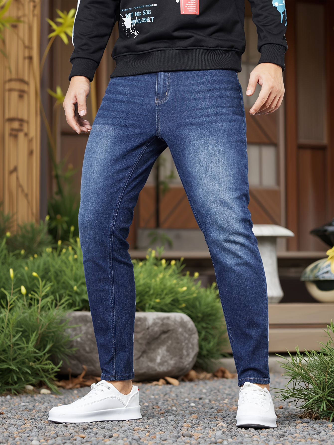 Men'S Slim Fit Black Casual Pants - YASUYUAN Rayon Blend, Medium Stretch, Solid Color, Comfortable & Stylish for All Seasons, Everyday Comfort Wear | Sleek Design | Smooth Texture