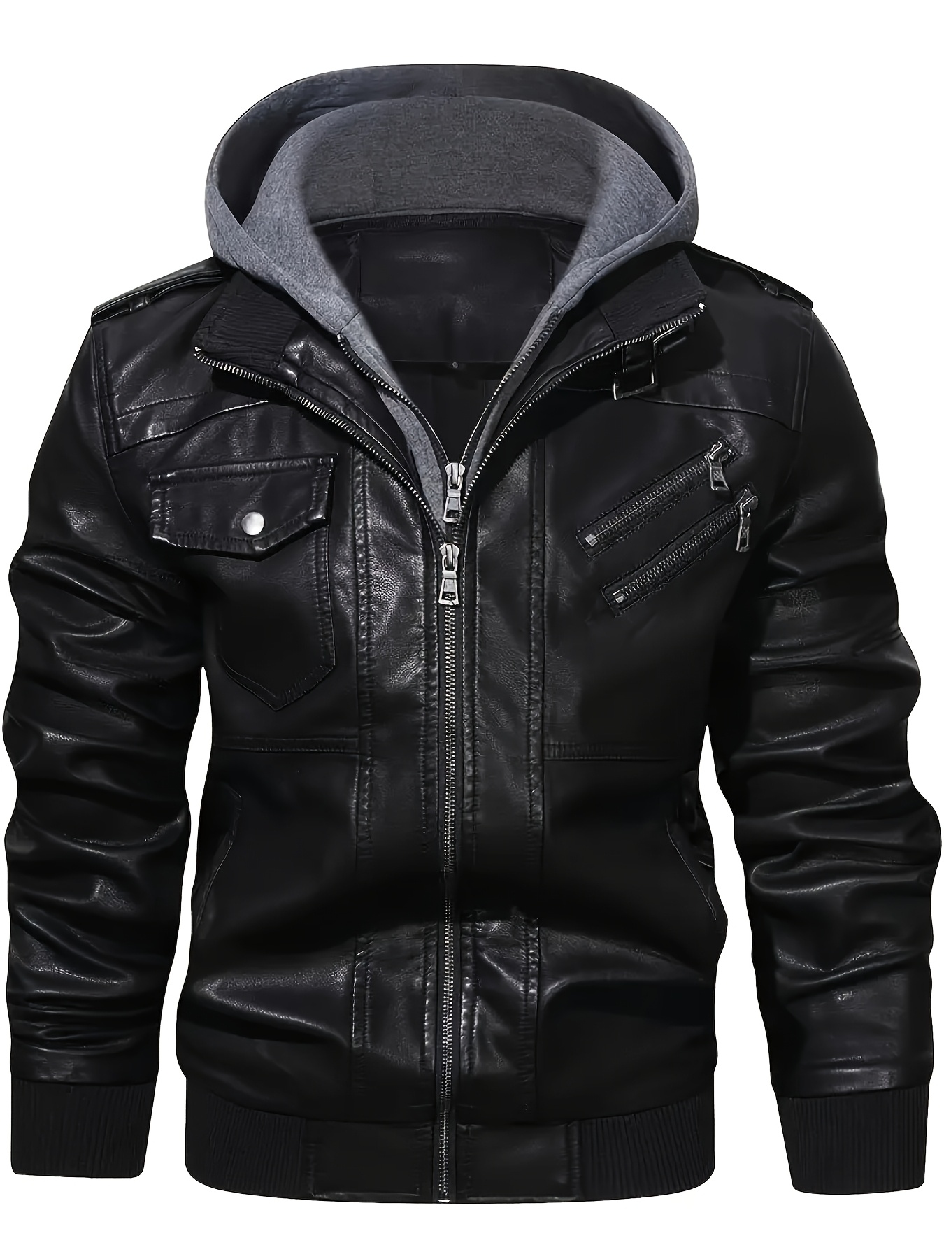 Bikerjacke Schwarze Lederjacke GefÃ¼ttert Herren Vintage Stil