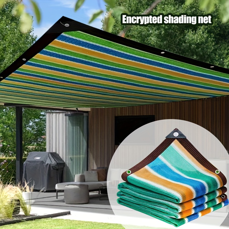 

1pc Striped High-density Breathable Sun Shade Net - Plastic Outdoor Fabric For Patio, Picnic, Carport, Garden, Balcony, And Cooling