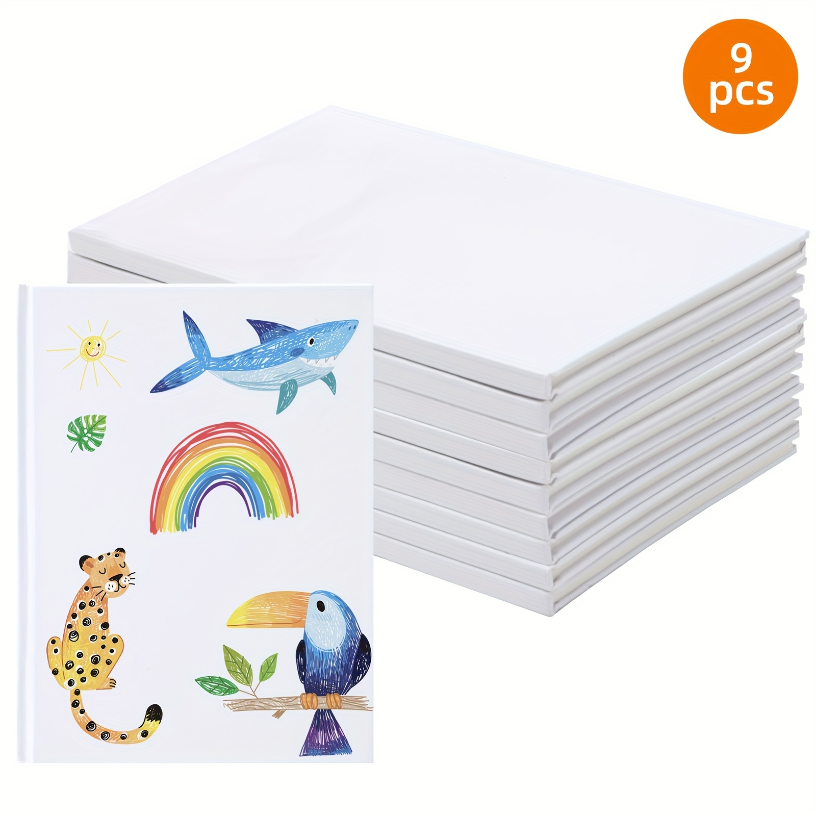 

9 Packs White Hardcover Blank Book, 40 Pages Hardcover Blank Book To Write Stories Draw , Unlined Perforated Pages, 6x8 Inch