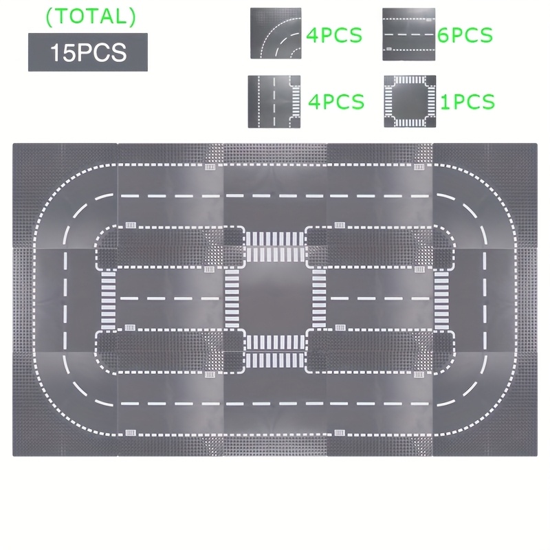 Image of 15pcs/set, Classic Building Block Base Plate, City Street Base Plate, Character And Building Toy Block Additions, Plastic Parts Base Plate Gift For Boys/girls Toys, Gifts