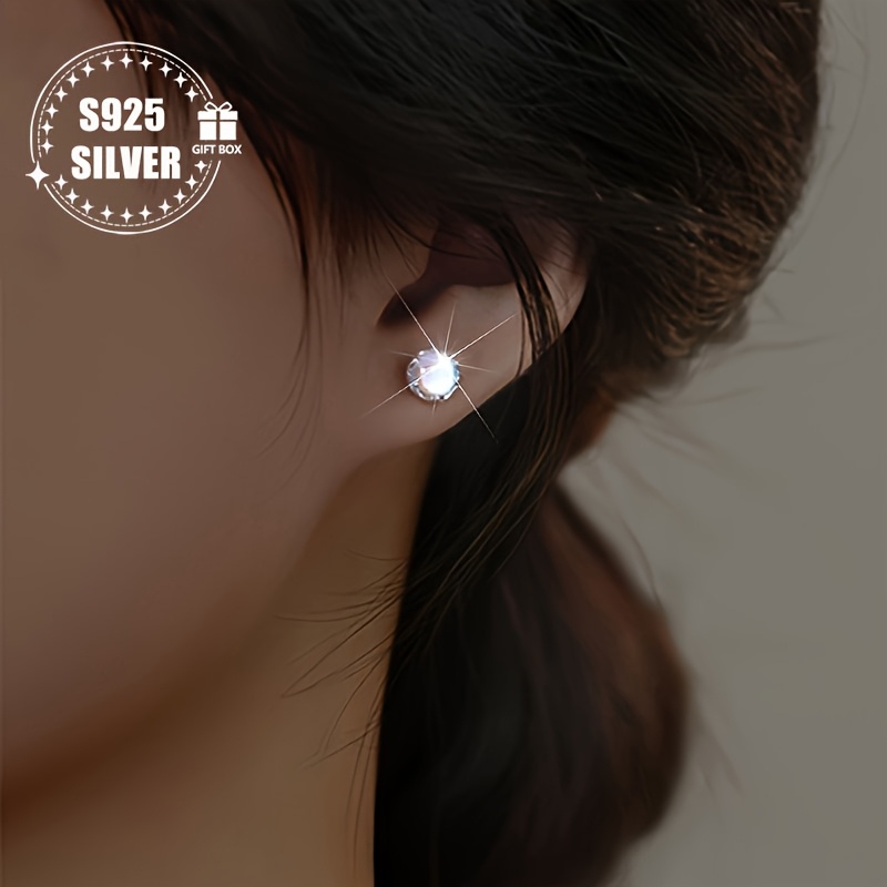 

Elegant 925 Sterling Silvery Stud Earrings - Hypoallergenic, Casual Attire & Gifting