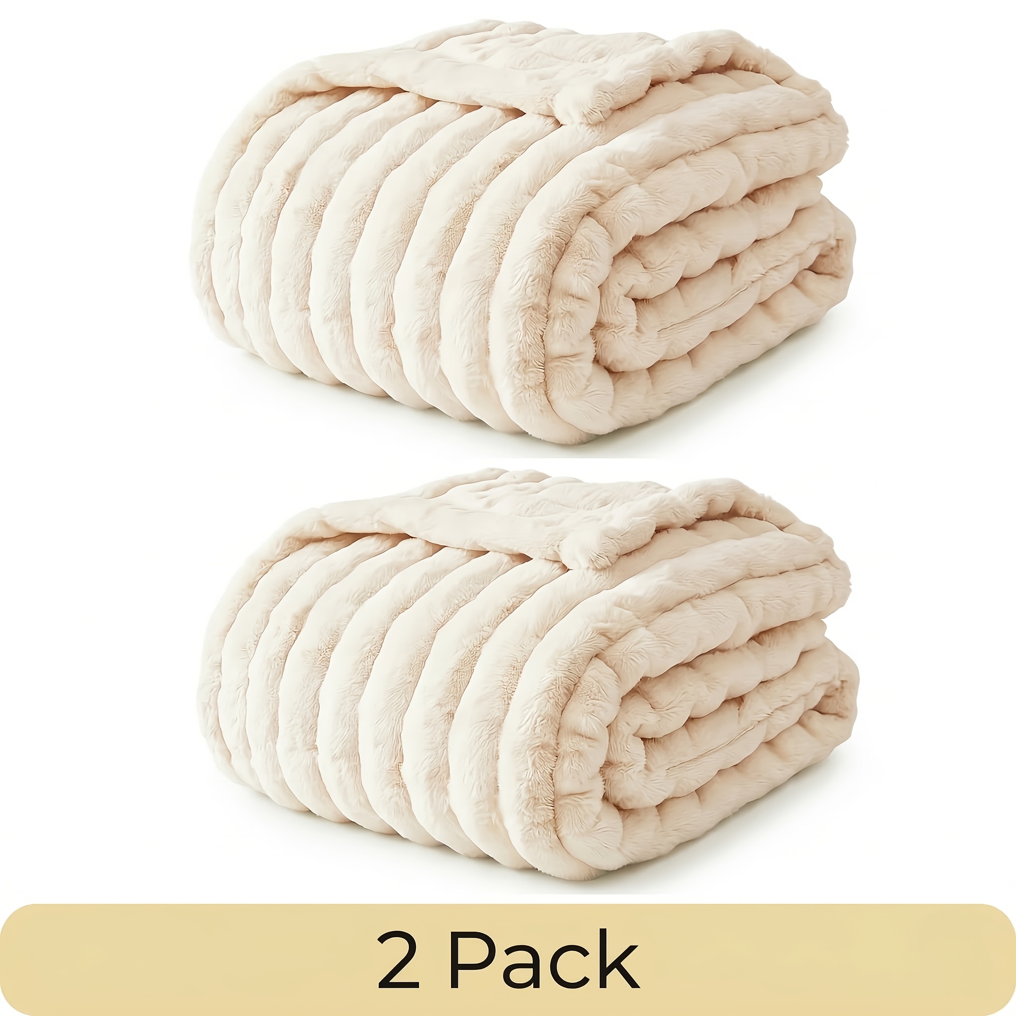 set of 2 260gsm striped faux fur rabbit blanket exceptionally   plush cozy and warm for sofa or bed versatile gift suitable for any season ideal for   women and men   in multiple colors machine washable  