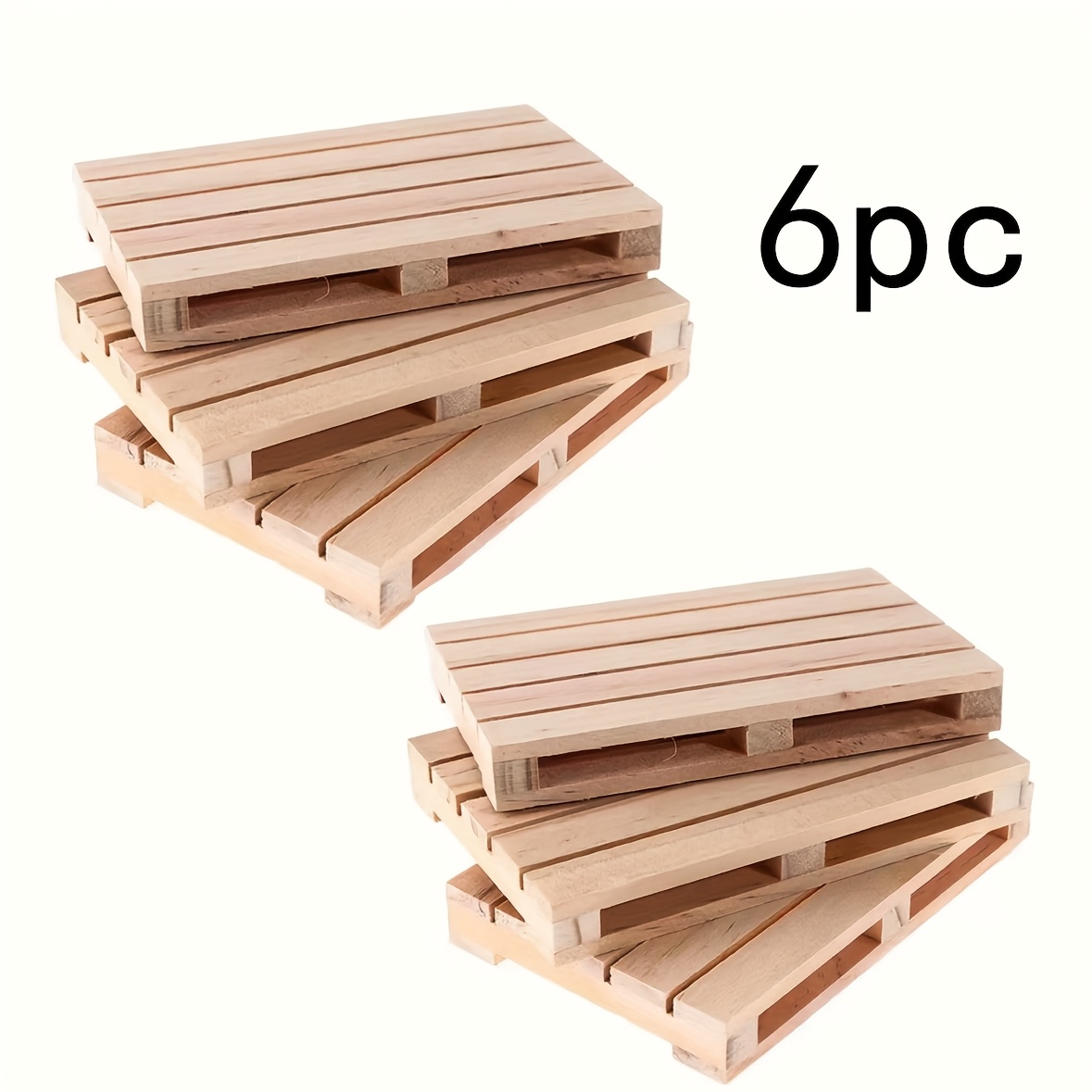 Image of 6pcs Mini Wooden Pallet Coasters, Unfinished For Painting, Heat-resistant Drink Mats For Home And Kitchen Use... Coasters