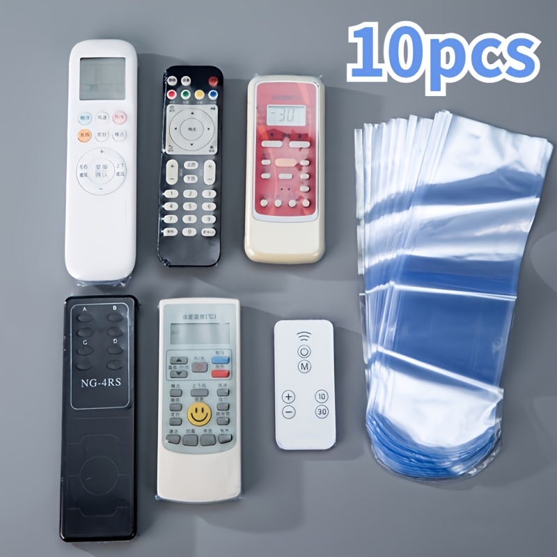 10pcs Transparent Heat Shrink Bags for TV and Remote Control - Waterproof, Dustproof Plastic Film