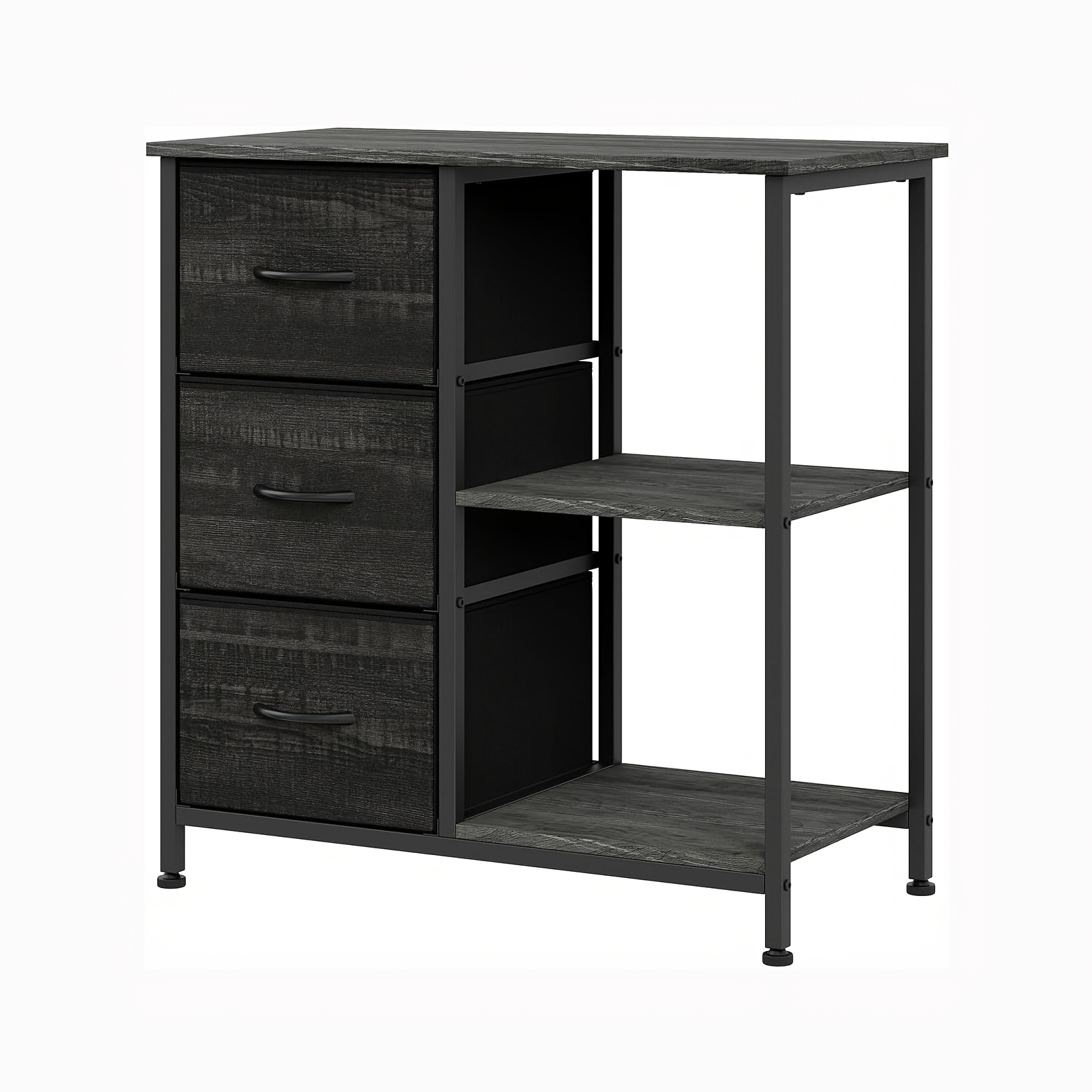 3 Drawer File Cabinet, Printer Stand With 2 Open Storage Shelves, Filing Cabinet Under Desk Office Organizer, Bedside Table For Home Office