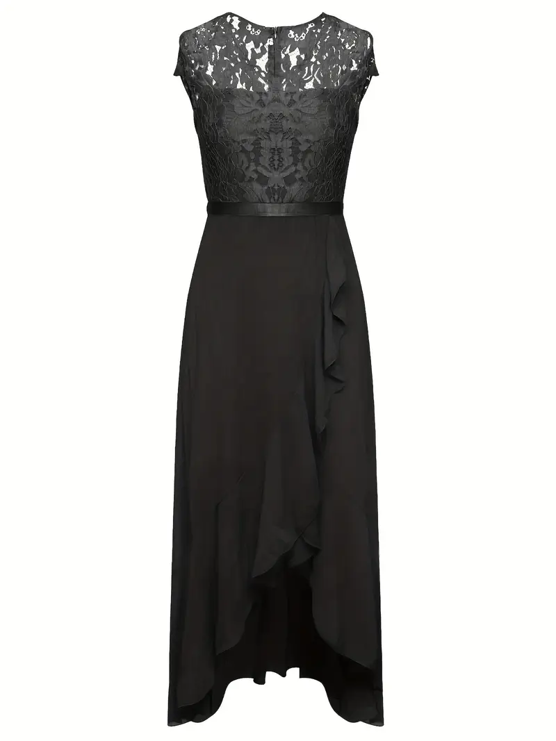 womens elegant v neck floral lace dress asymmetrical - Temu womens elegant v neck floral lace dress asymmetrical - Temu