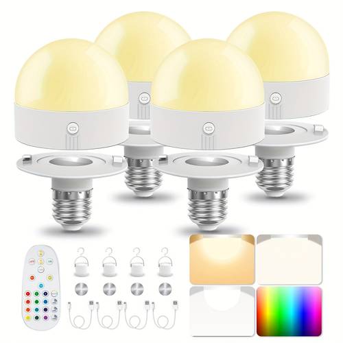 4 2pcs modern rgb bulbs led bulb ambient lights ambient night lights color adjustable temperature bulbs e27 spiral base bulbs suitable for bedrooms living rooms parties room remote control lights decorative wall lights gifts