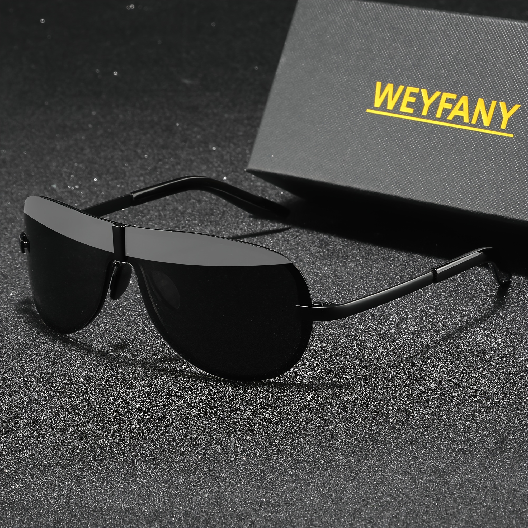 Men's Polarized Sunglasses, Frameless Business Outdoor Aluminum Magnesium Large Frame Casual Fishing Travel Sunglasses Gift Counter Box Packaging High-end Eyewear