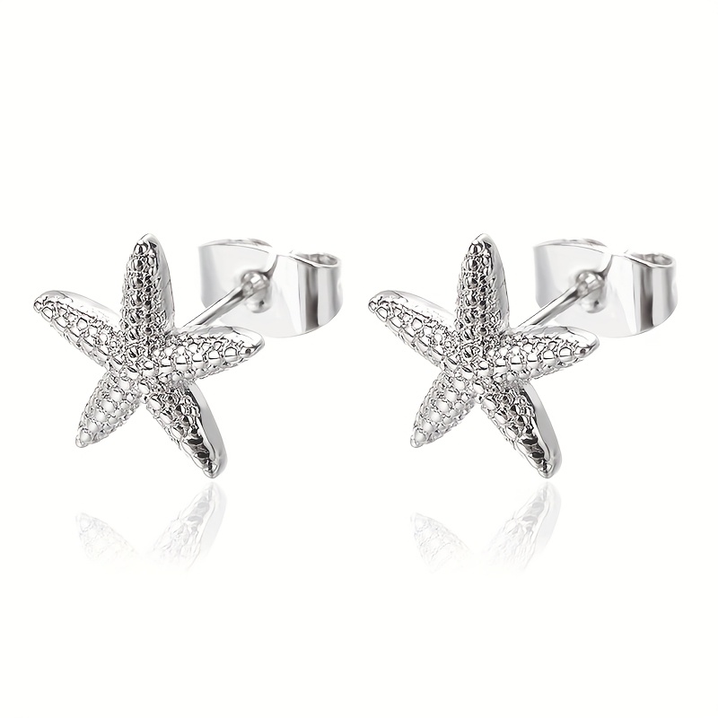 1 Pair Of Stainless Steel Starfish Earrings, Non-fading Earrings, Simple And Fashionable Stacking With , Suitable For Daily , Seaside Vacation