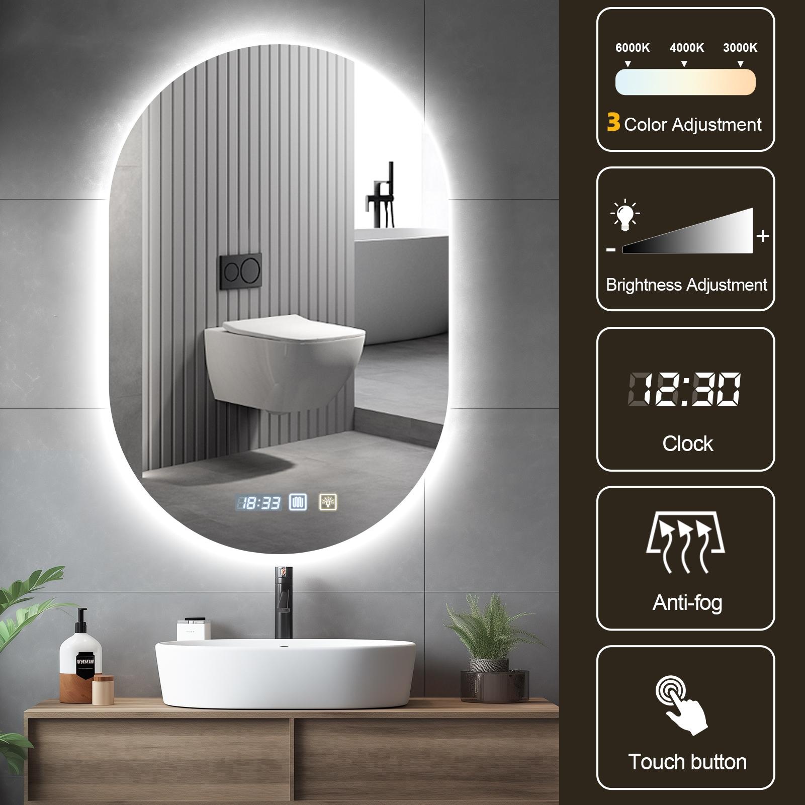 High- Mirror And Lighting - Round Dimmable Wall Mirror With Touch Switch, Color Temperature Adjustable From 3000k To 6500k To Enhance The Luxurious Experience