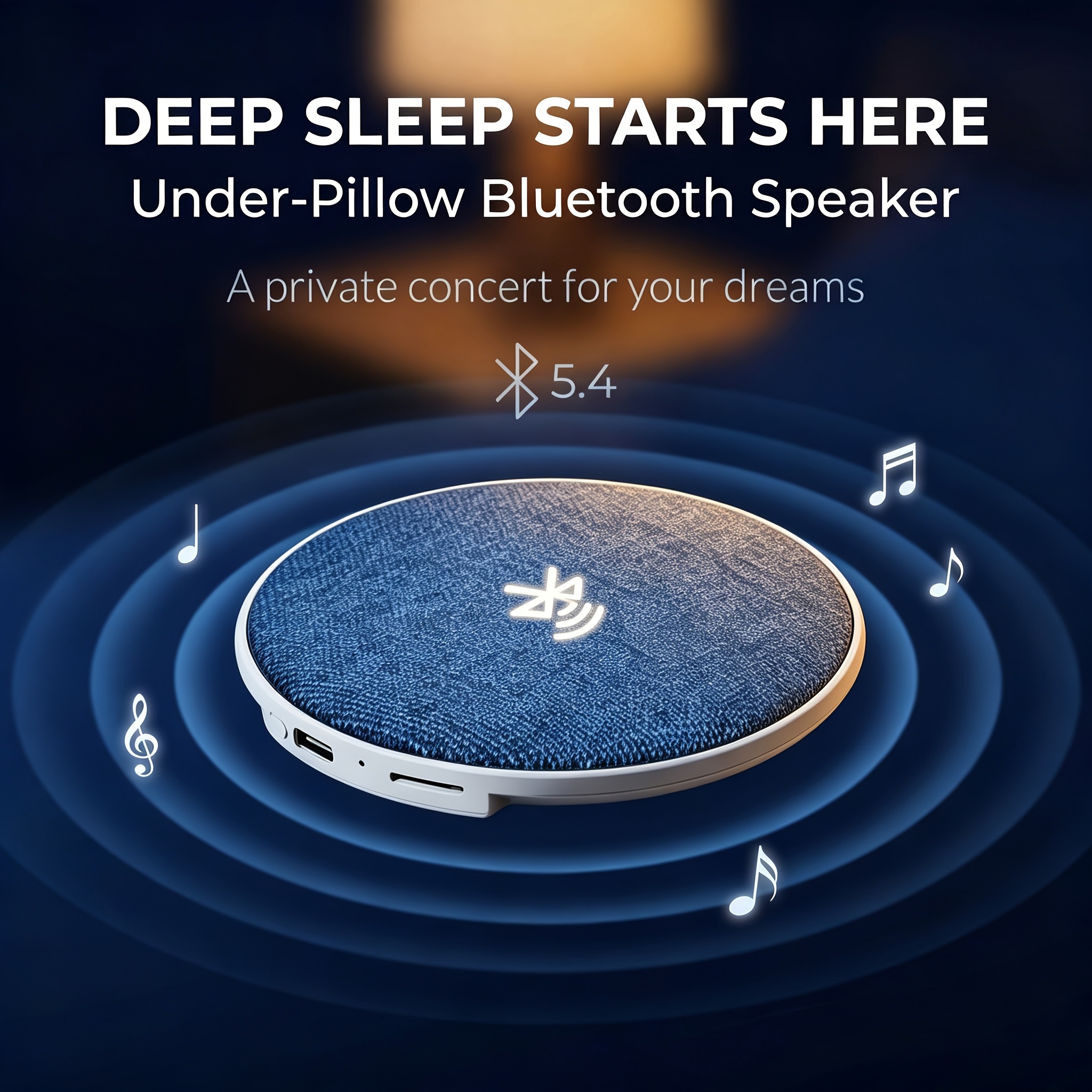 Smart Ultra-Thin Under-Pillow Sleep Speaker: Bass Bone Conduction Wireless Sleep Aid Device, Portable Speaker with White Noise, Stereo Surround Sound, Sleep Timer, USB Charging, a Must-Have for Music Lovers, And a Great Birthday Gift