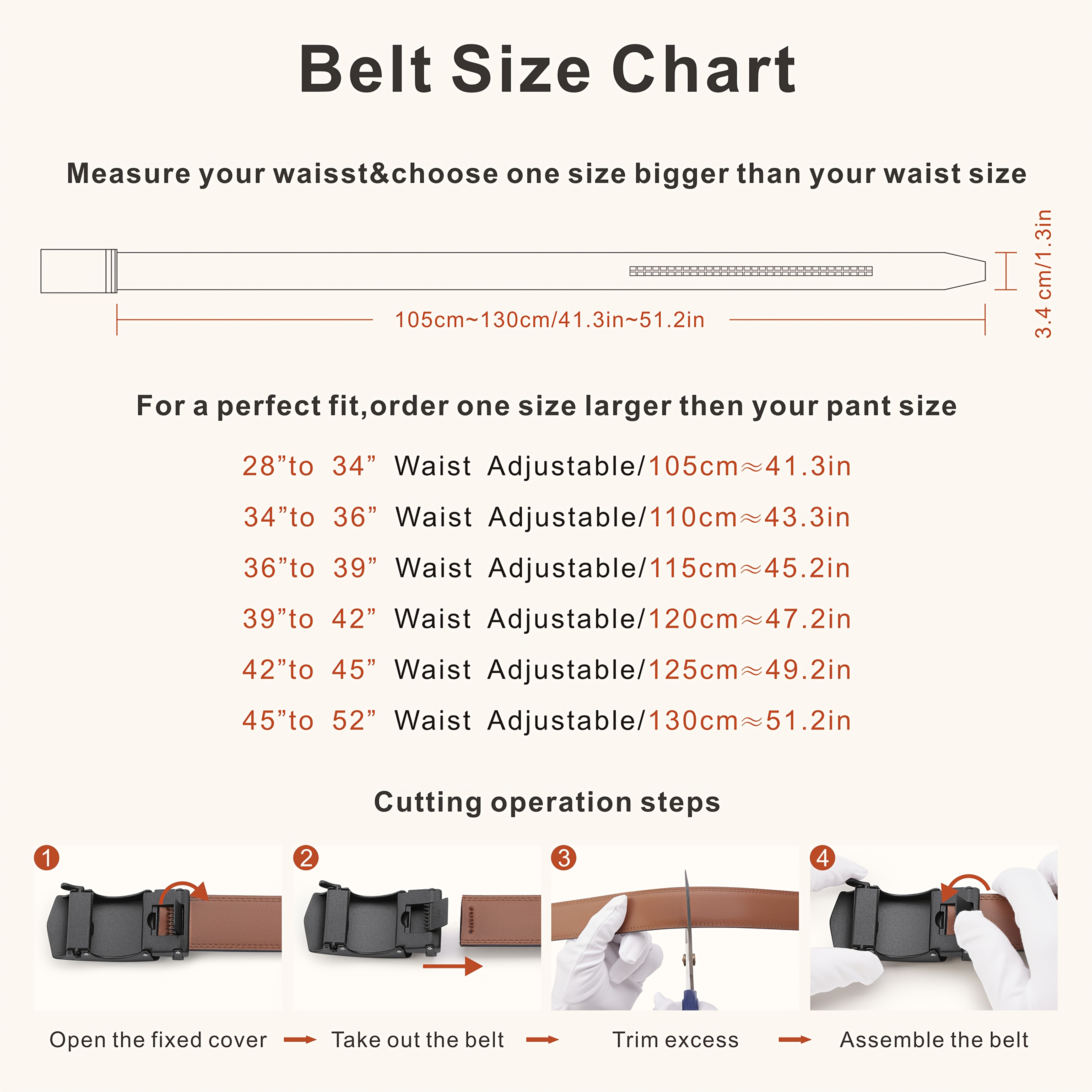 WilliamPAUL Men's Adjustable Ratchet Belt with Automatic Buckle
