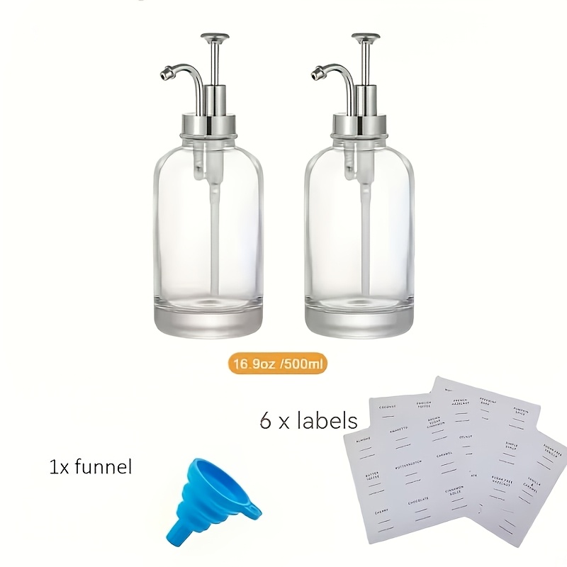 TEMU 500ml Distributeur de Lotion en Verre Rechargeable avec Pompe à Pression Réutilisable pour Salle de Bain - Conteneur Durable pour Savon/Lotion