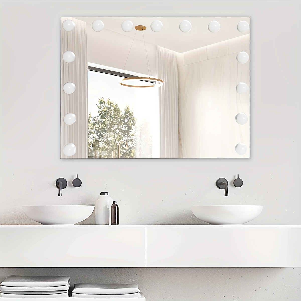 

Vanity Mirror With Lights 23" Large Lighted Mirror Makeup Mirror With 15 Dimmable Led Bulbs And 10x Magnification 3color Lighting Usb Charging Port For Vanity Desk Tabletop