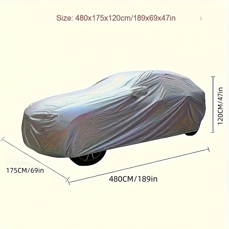TEMU 1pc Full Coverage Car Cover Size L Suitable For Car Length (&le;4.7m/15.42in) Silvery Thickened Sunscreen Dustproof Car Protector Foldable And Portable
