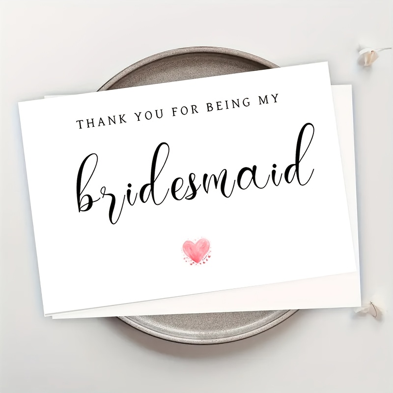 1pc Elegant "thank You For Being My Bridesmaid" Card With - Greeting & Gift For Bridal Party, High-quality Paper