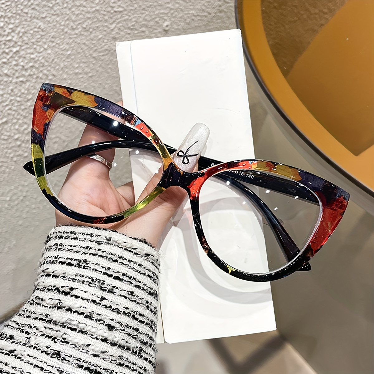 stylish womens color block cat eye glasses anti blue light  display picture 1