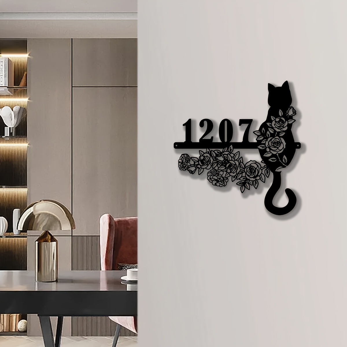 

Custom Metal Cat House Number Sign - Personalized Address Plaque For Indoor/outdoor Decor, Perfect Housewarming Gift