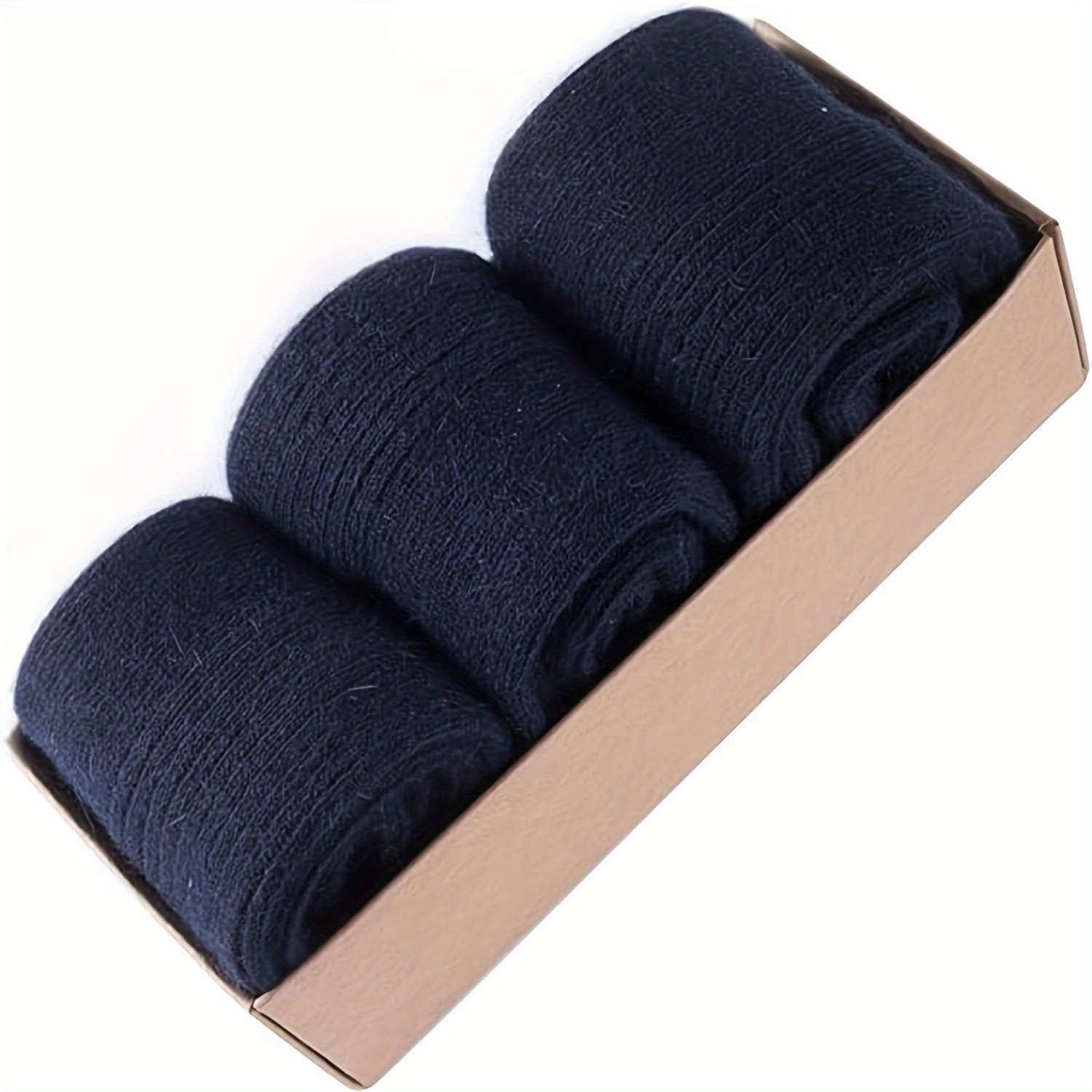 

Wool Cashmere Socks For Men Winter Warm Male Blue Socks Thick Soft Dress Crew Socks 3 Pairs Gift With A Box