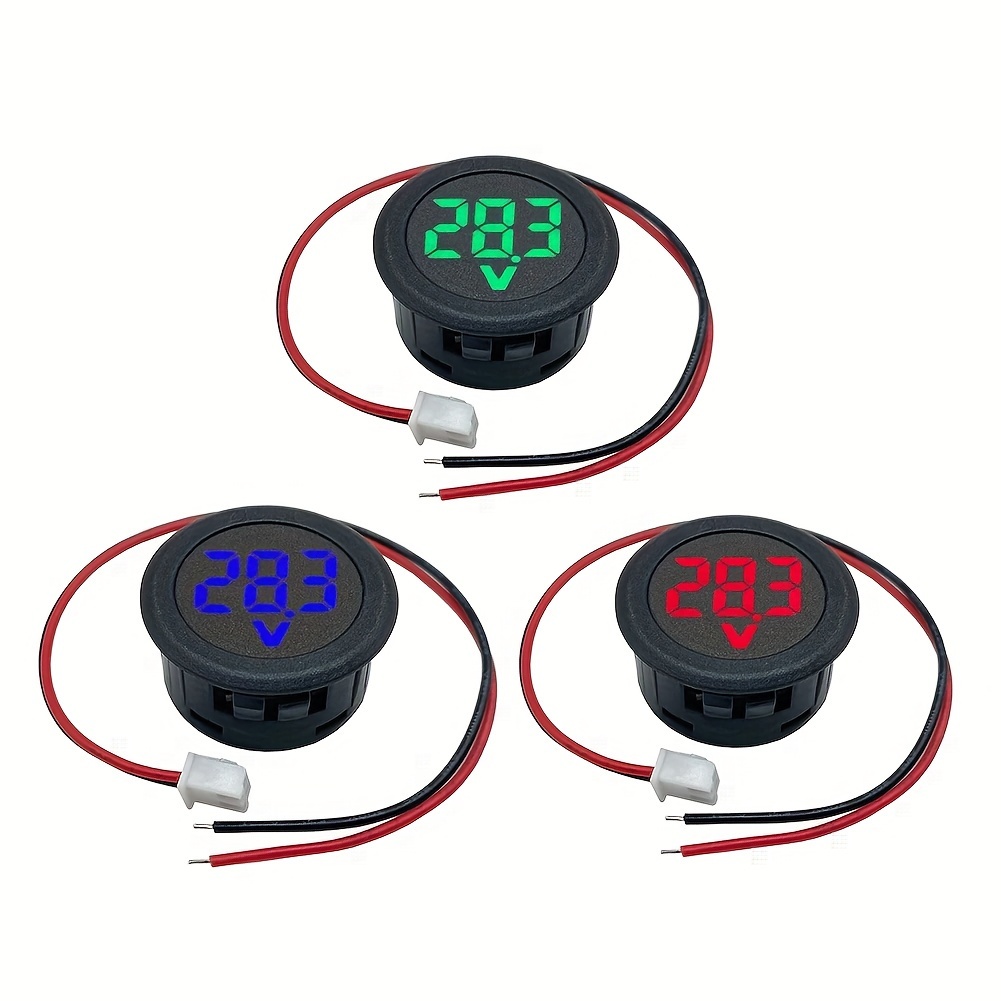 1pc voltímetro led   de 2 cables voltímetro led pantalla digital voltímetro de electricidad 3 medición circular Detalles del producto 2